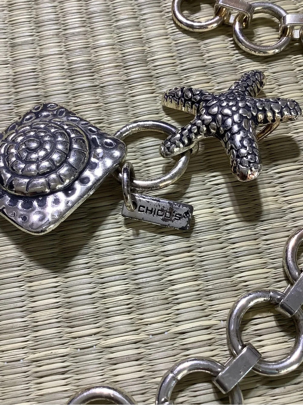 Chico’s Silver Sea Life Charm Chain Belt